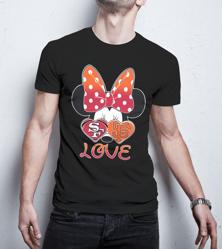 Minnie Mouse Love Sf 49ers Giants Hearts T-Shirt
