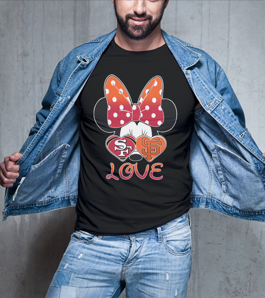 Minnie Mouse Love Sf 49ers Giants Hearts T-Shirt
