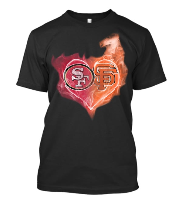 San Francisco 49ers Giants Heart Flame Combo T-Shirt
