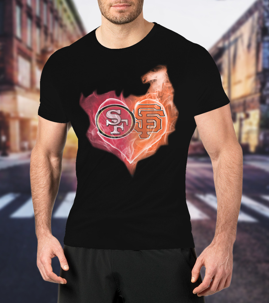 San Francisco 49ers Giants Heart Flame Combo T-Shirt