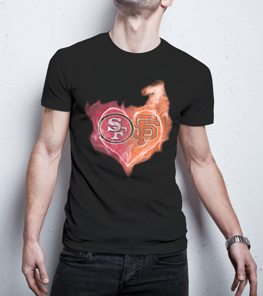 San Francisco 49ers Giants Heart Flame Combo T-Shirt