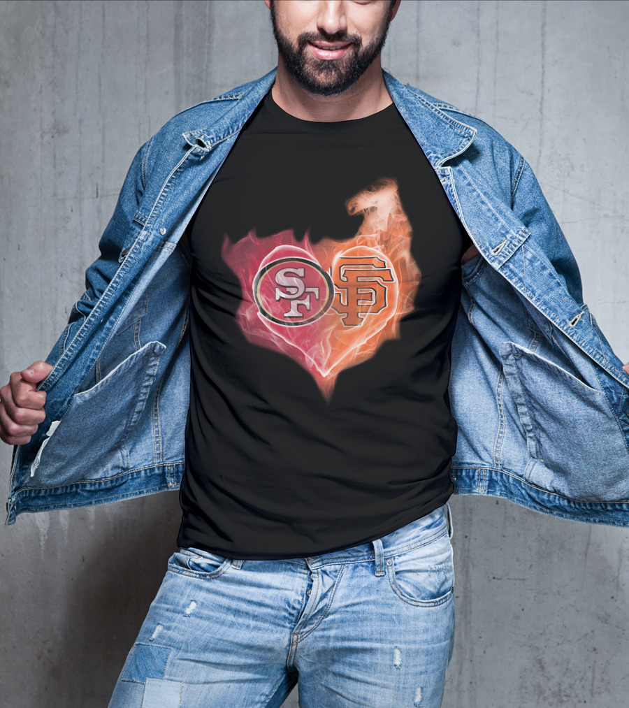 San Francisco 49ers Giants Heart Flame Combo T-Shirt