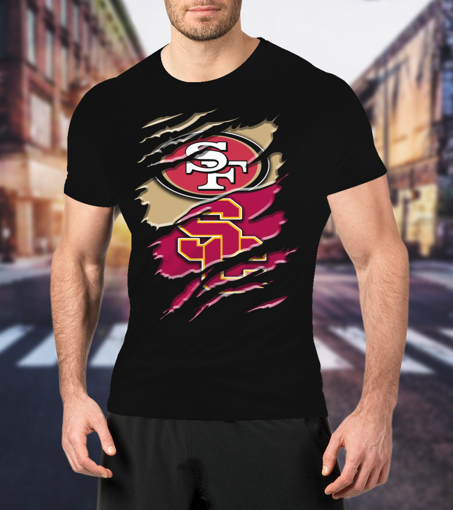 San Francisco 49ers USC Trojans Chest Rip T-Shirt