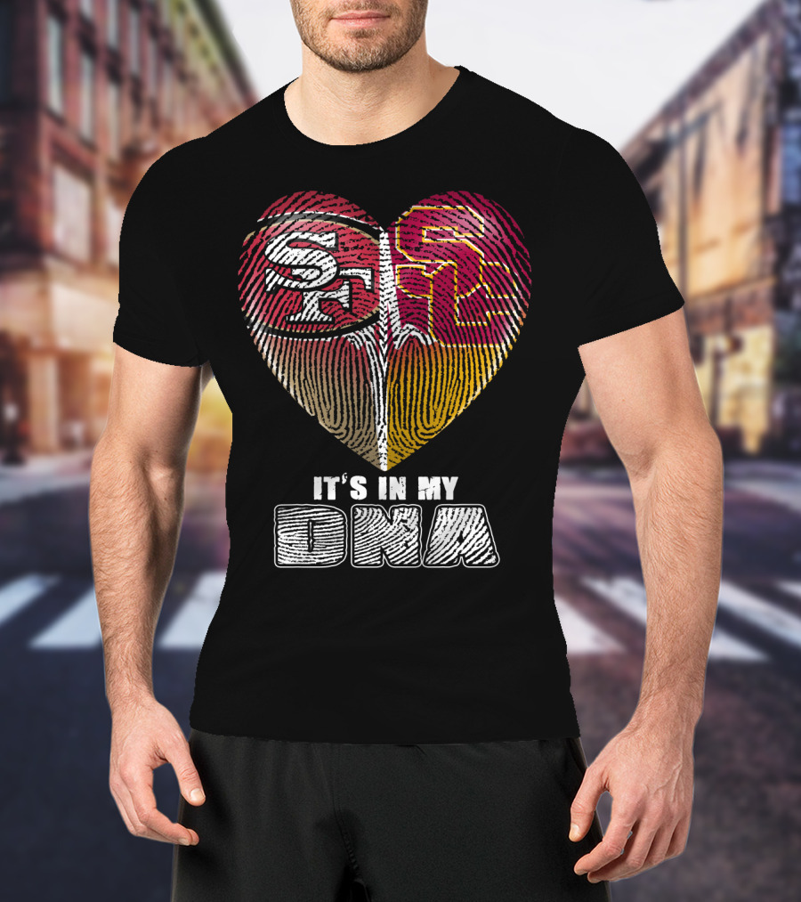 San Francisco 49ers USC Trojans Heart DNA Fingerprint Fan Pride T-Shirt