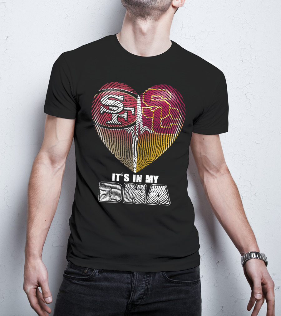 San Francisco 49ers USC Trojans Heart DNA Fingerprint Fan Pride T-Shirt
