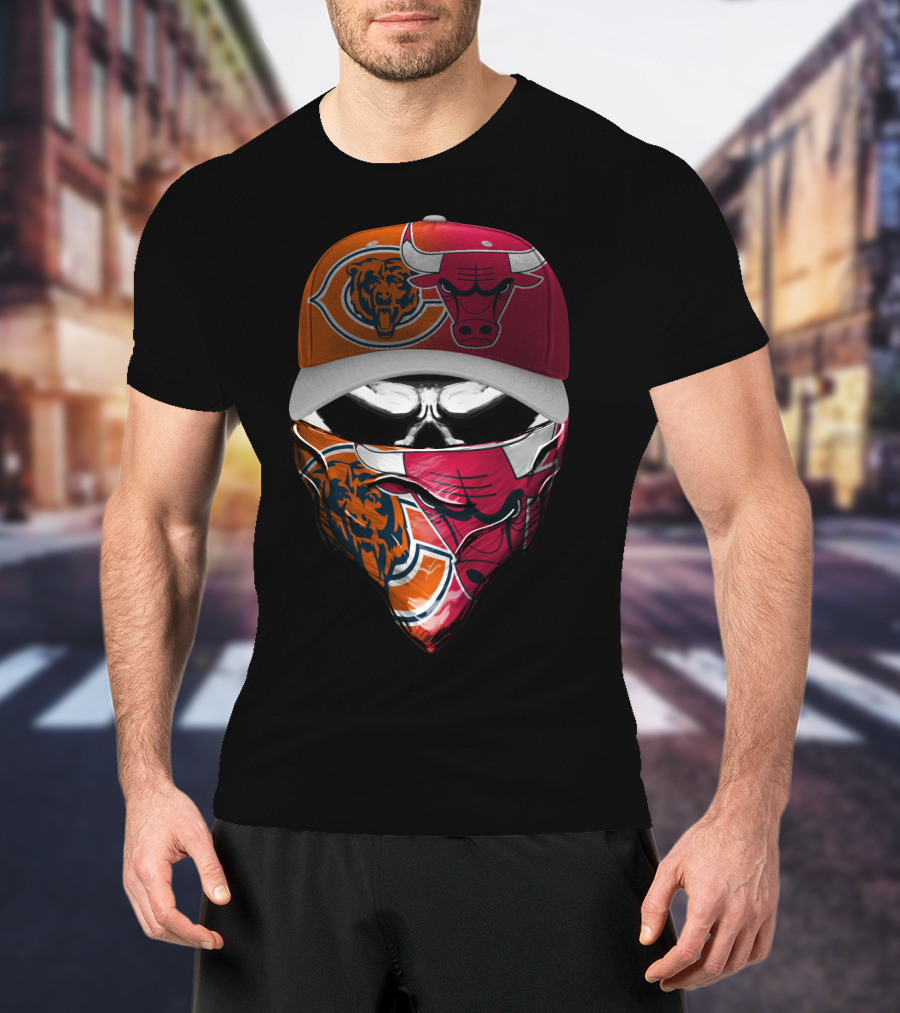 Chicago Bears Bulls Fan Mask Hat T-Shirt