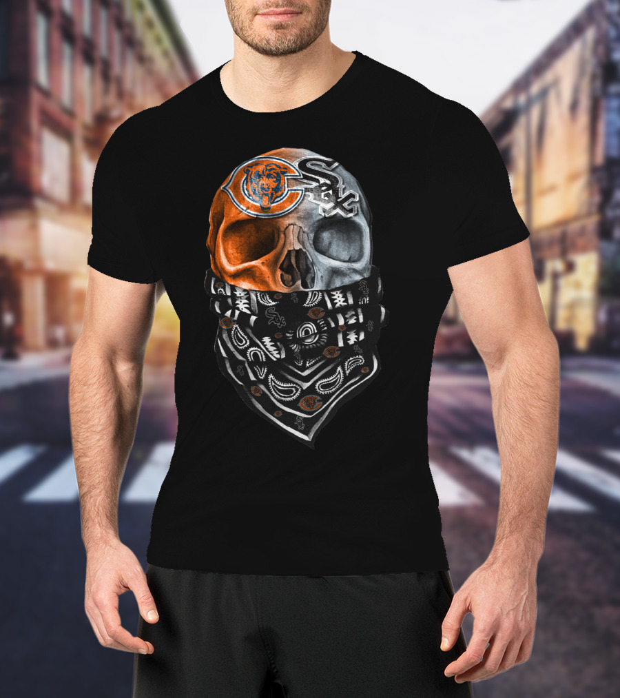 Chicago Bears Chicago White Sox Skull Bandana T-Shirt