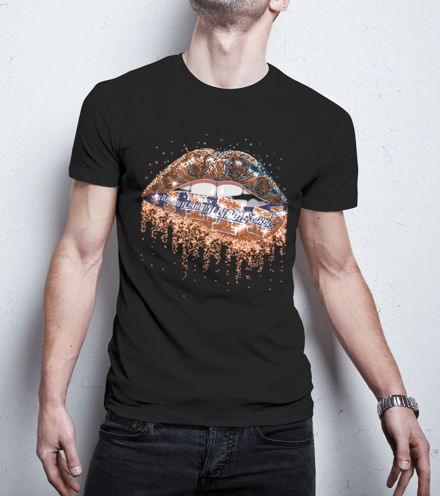 Illinois Fighting Illini Lips Glitter T-Shirt