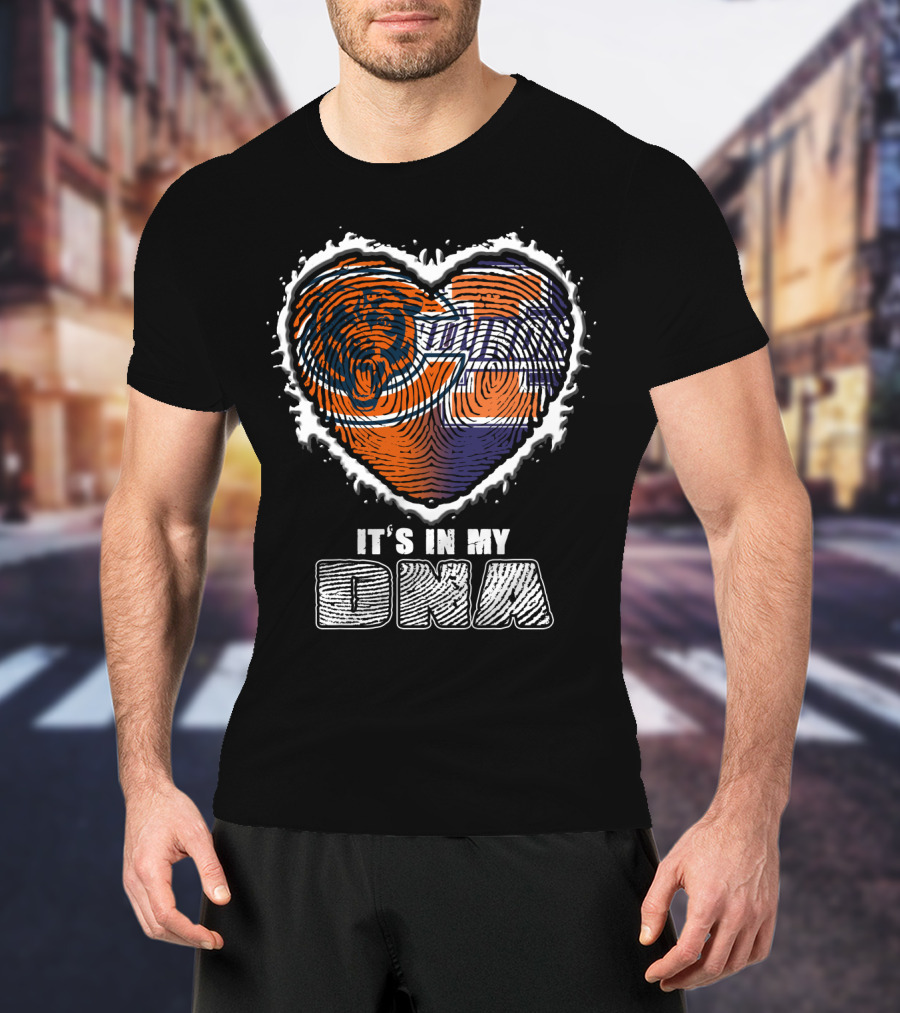 Chicago Bears It's In My Dna Heart Fingerprint T-Shirt