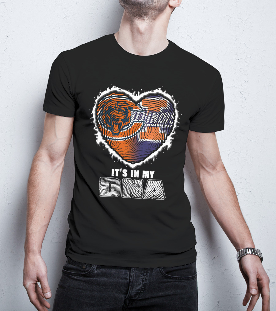 Chicago Bears It's In My Dna Heart Fingerprint T-Shirt