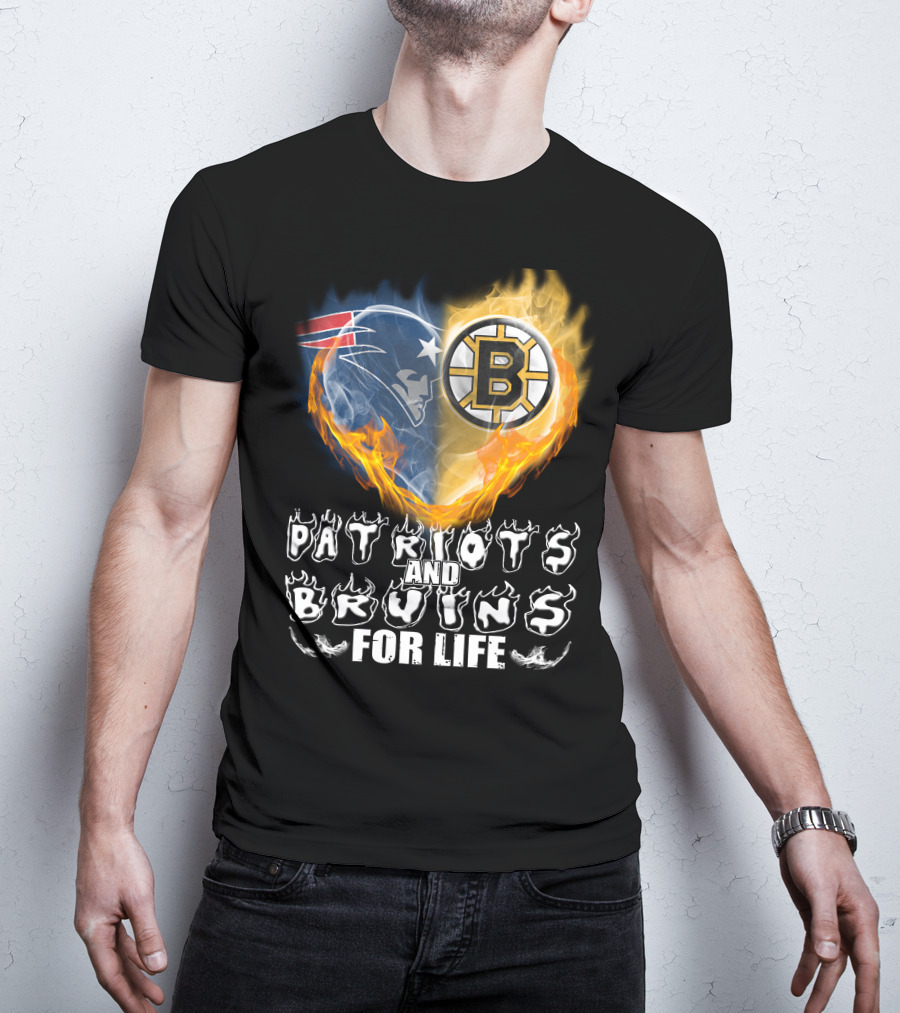 Patriots And Bruins For Life Nfl Nhl Sports Fan T-Shirt