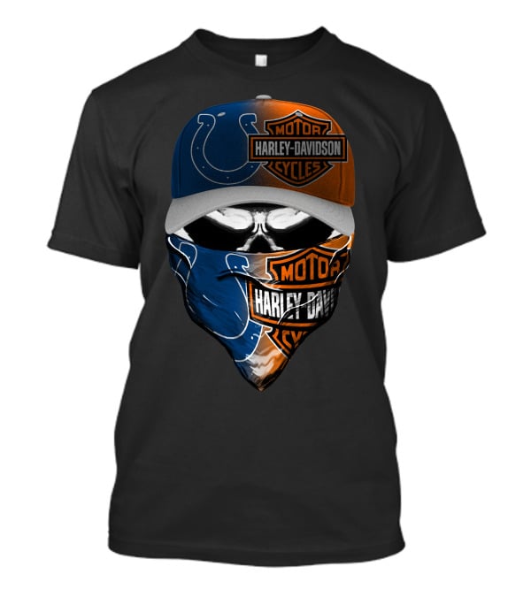 Harley Davidson Motorcycles Colts Skull Hat Bandana T-Shirt