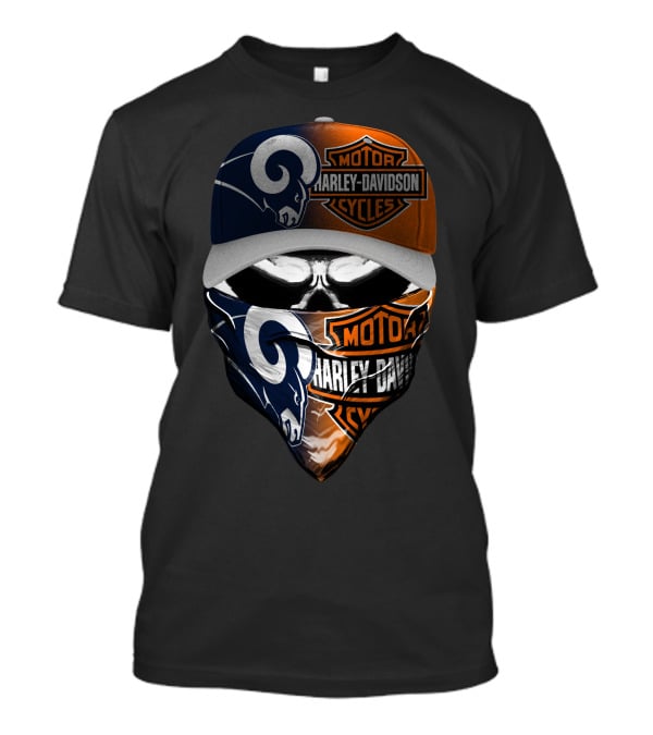 Motorcycles Rams 18Hl Skull Mask Hat Moto Cycles T-Shirt