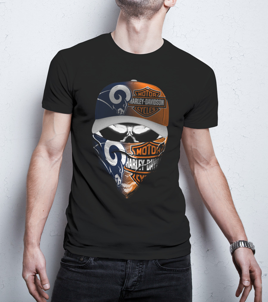 Motorcycles Rams 18Hl Skull Mask Hat Moto Cycles T-Shirt