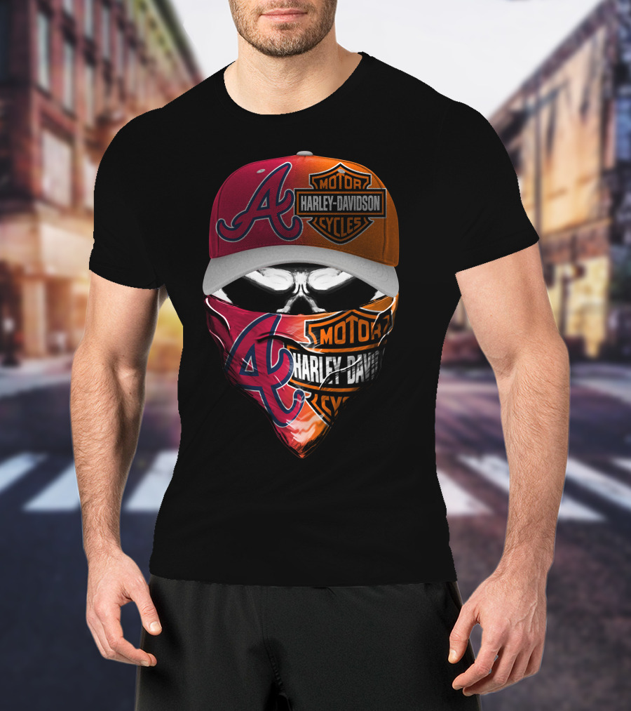 Atlanta Braves Harley Davidson Mask Fusion T-Shirt