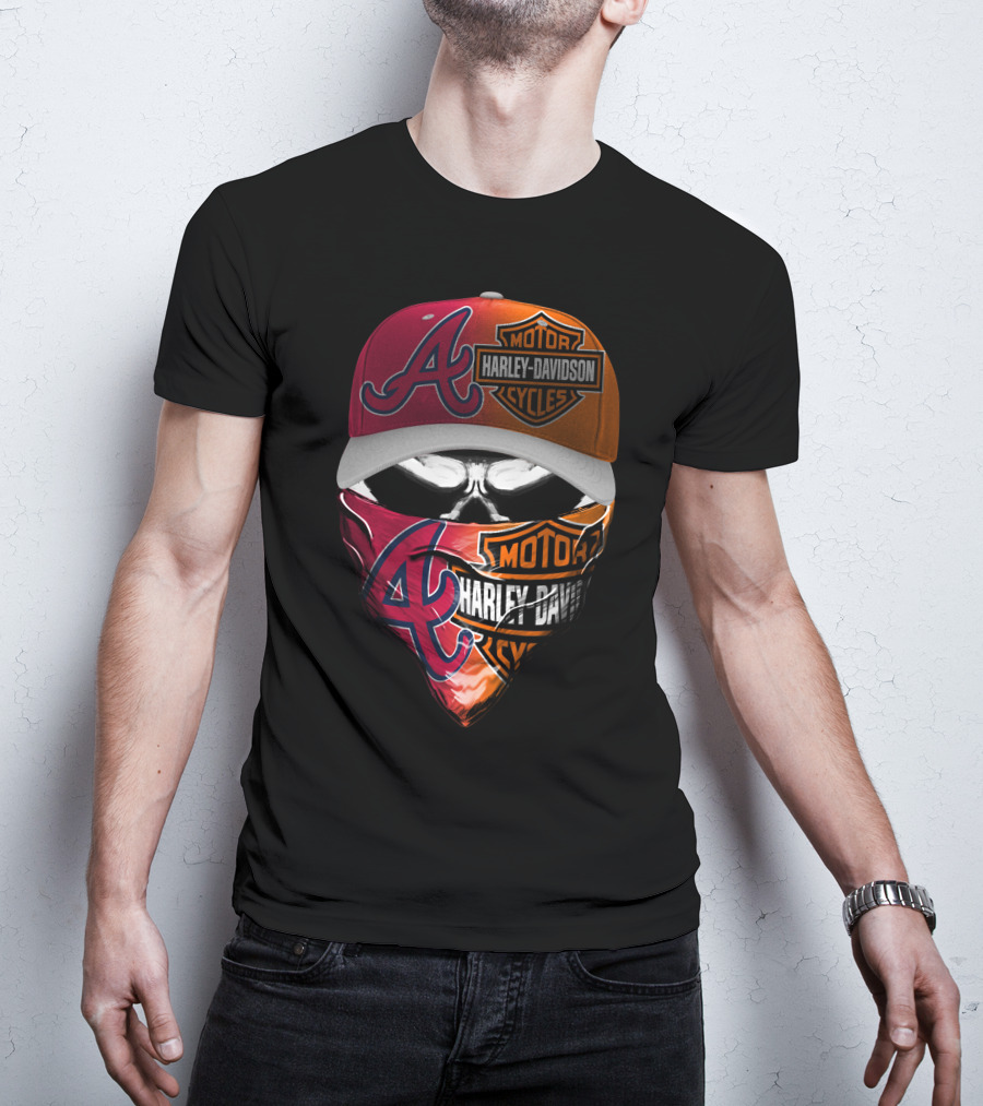 Atlanta Braves Harley Davidson Mask Fusion T-Shirt