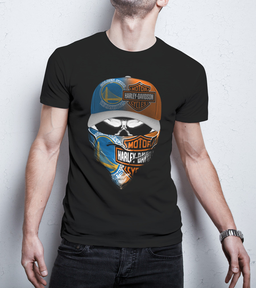 Golden State Warriors Harley Davidson Mask Cap T-Shirt