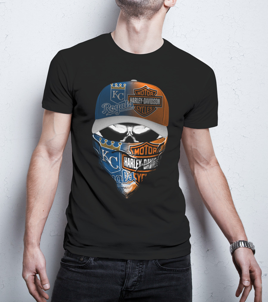 Kc Royals Harley Davidson Motorcycles Skull Mask T-Shirt