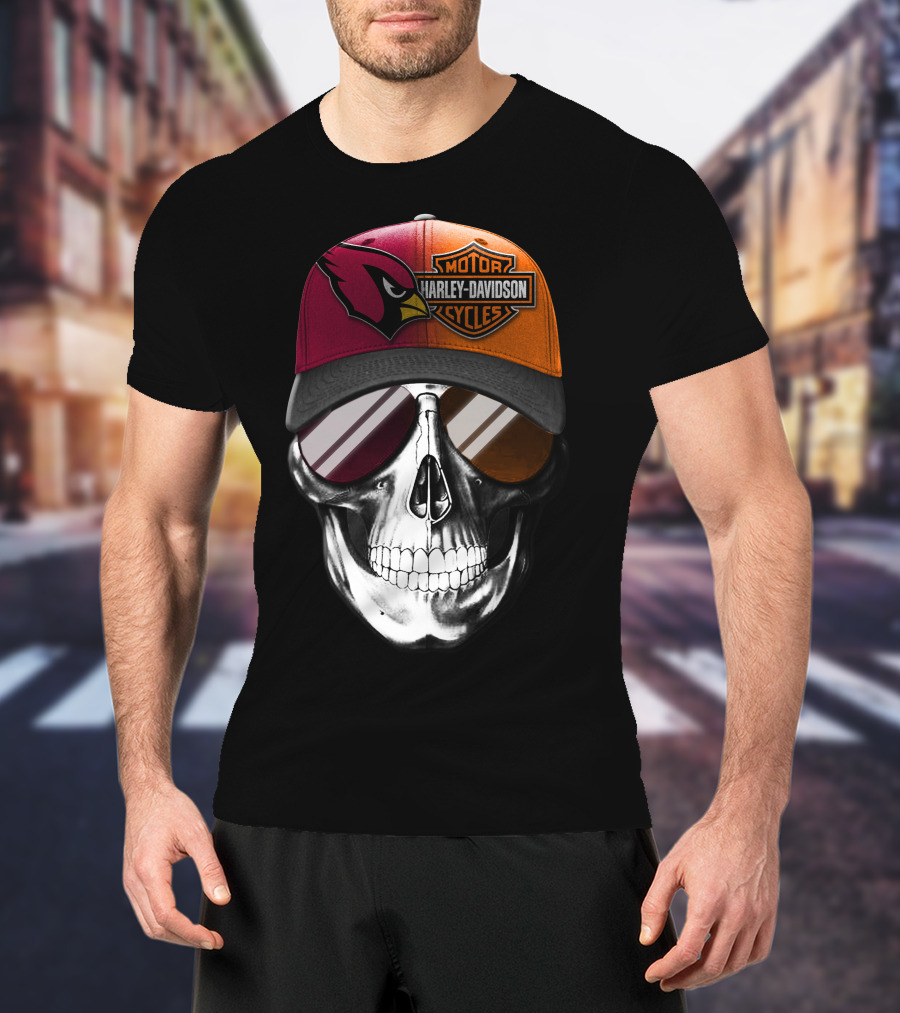 Harley Davidson Arizona Cardinals Skull T-Shirt