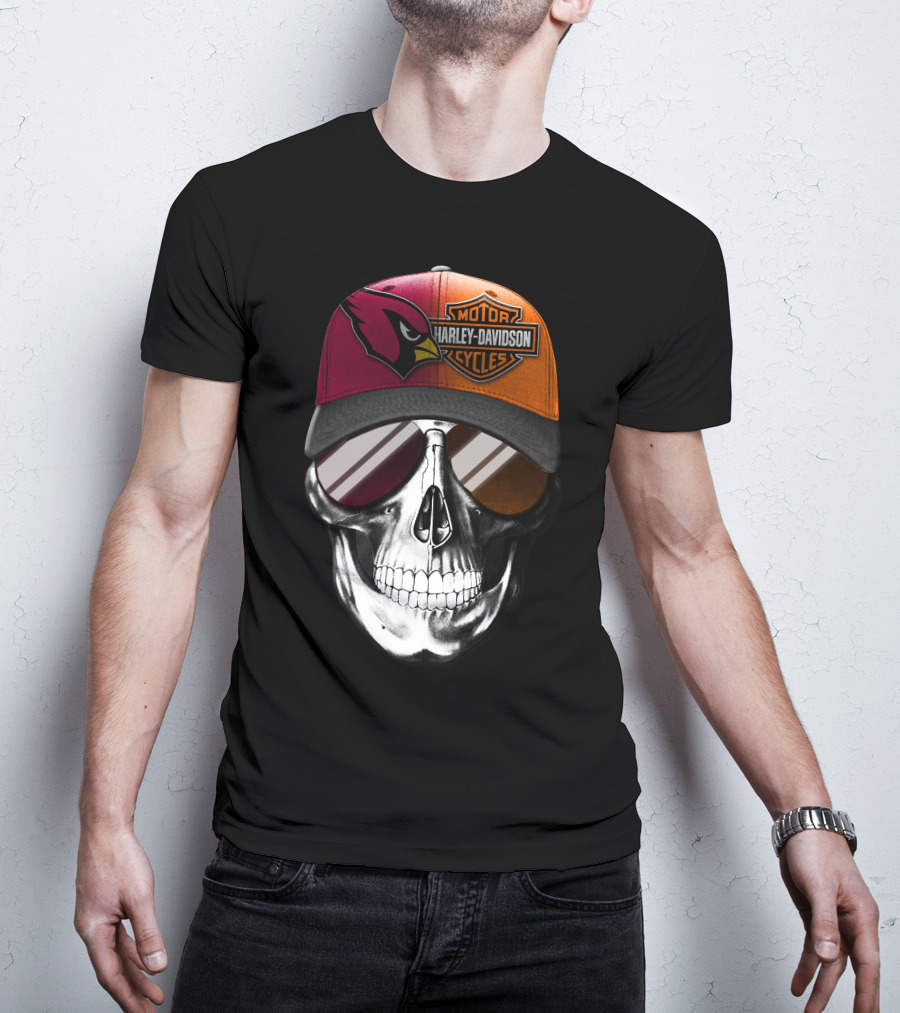 Harley Davidson Arizona Cardinals Skull T-Shirt