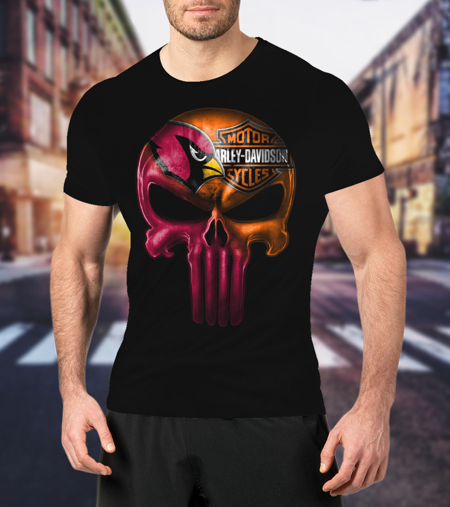 Arizona Cardinals Harley Davidson Skull T-Shirt