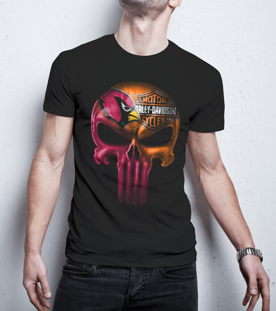 Arizona Cardinals Harley Davidson Skull T-Shirt
