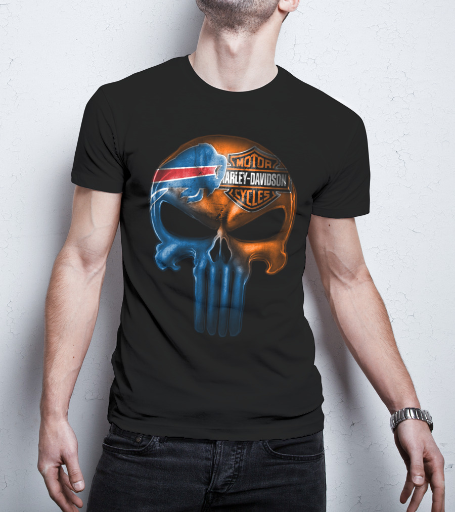 Buffalo Bills Harley Davidson Punisher Skull T-Shirt