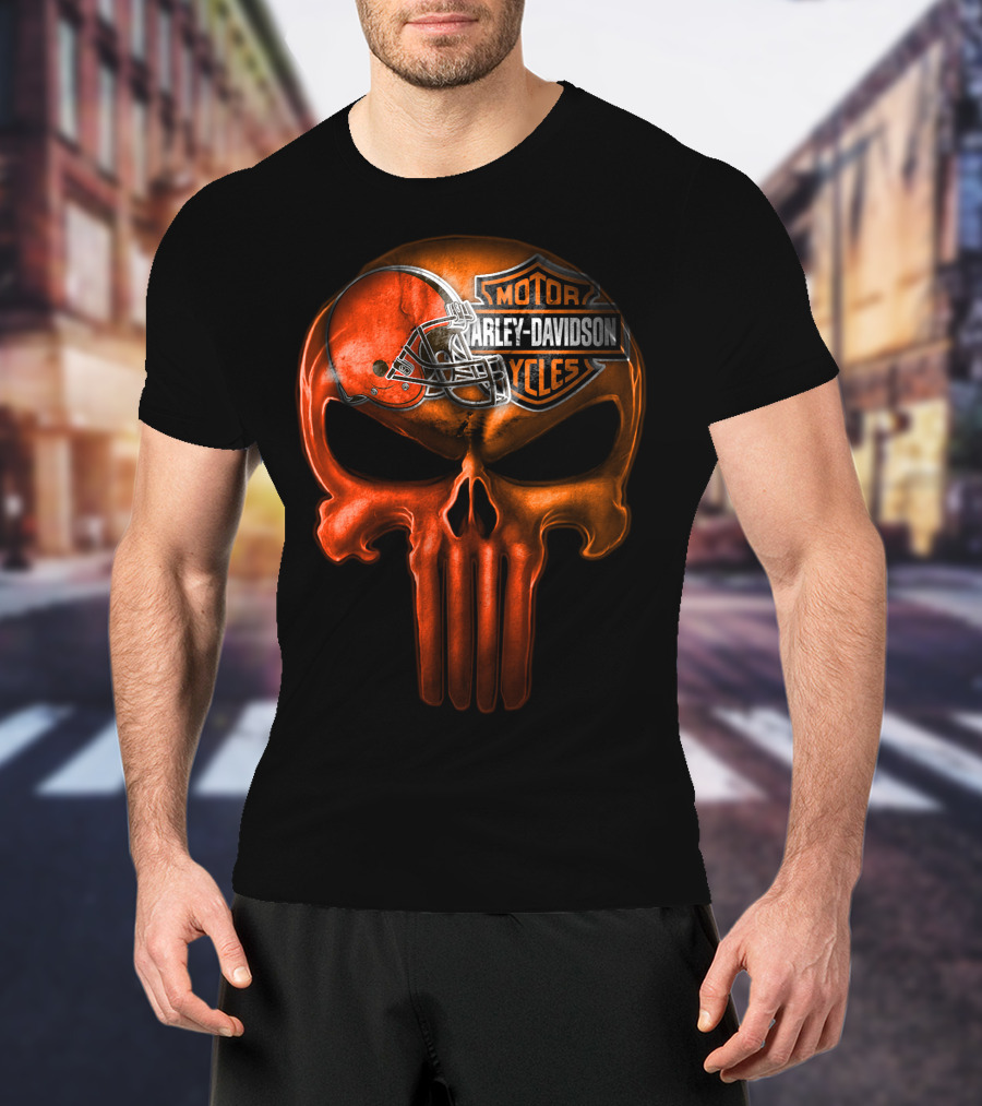 Harley Davidson Skull With Football Helmet T-Shirt