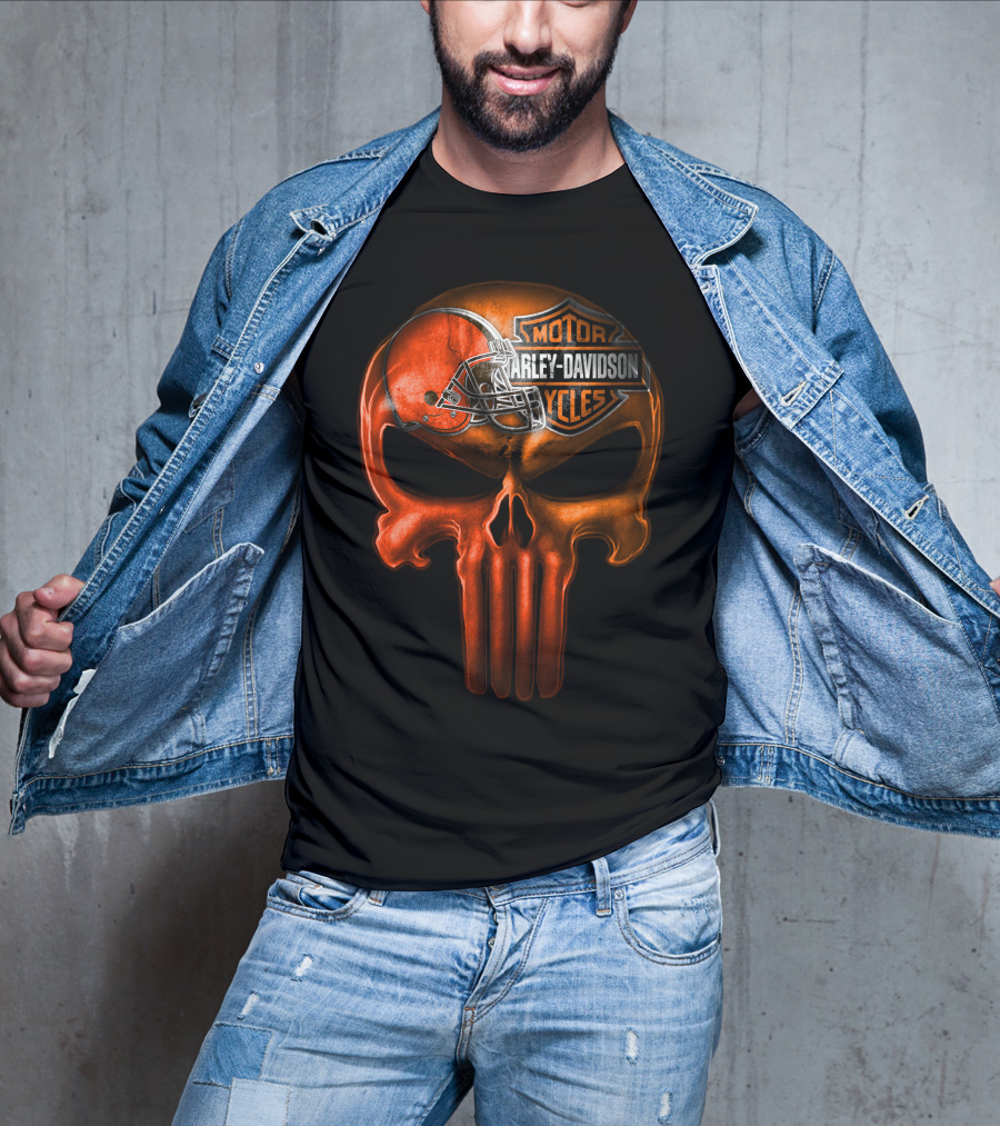 Harley Davidson Skull With Football Helmet T-Shirt