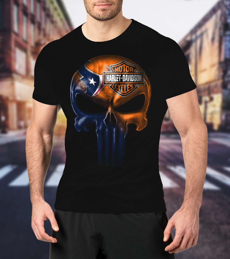 Houston Texans Harley Davidson Skull T-Shirt