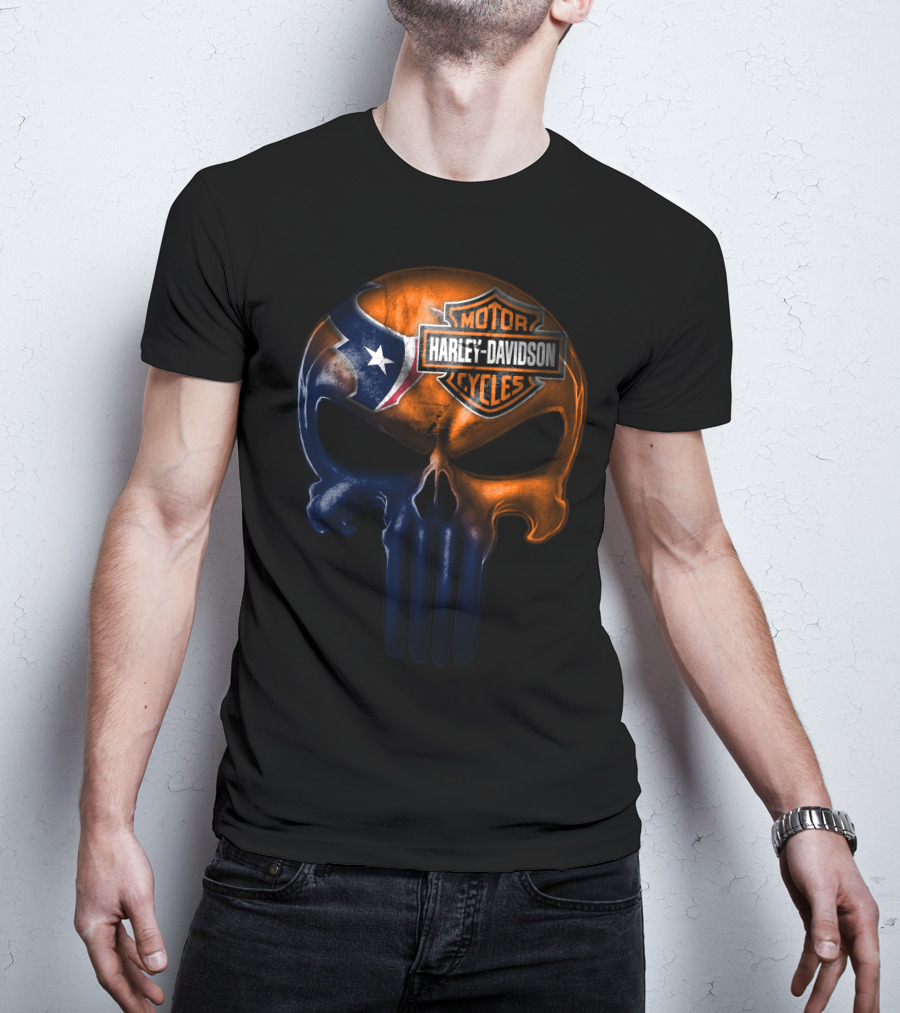 Houston Texans Harley Davidson Skull T-Shirt