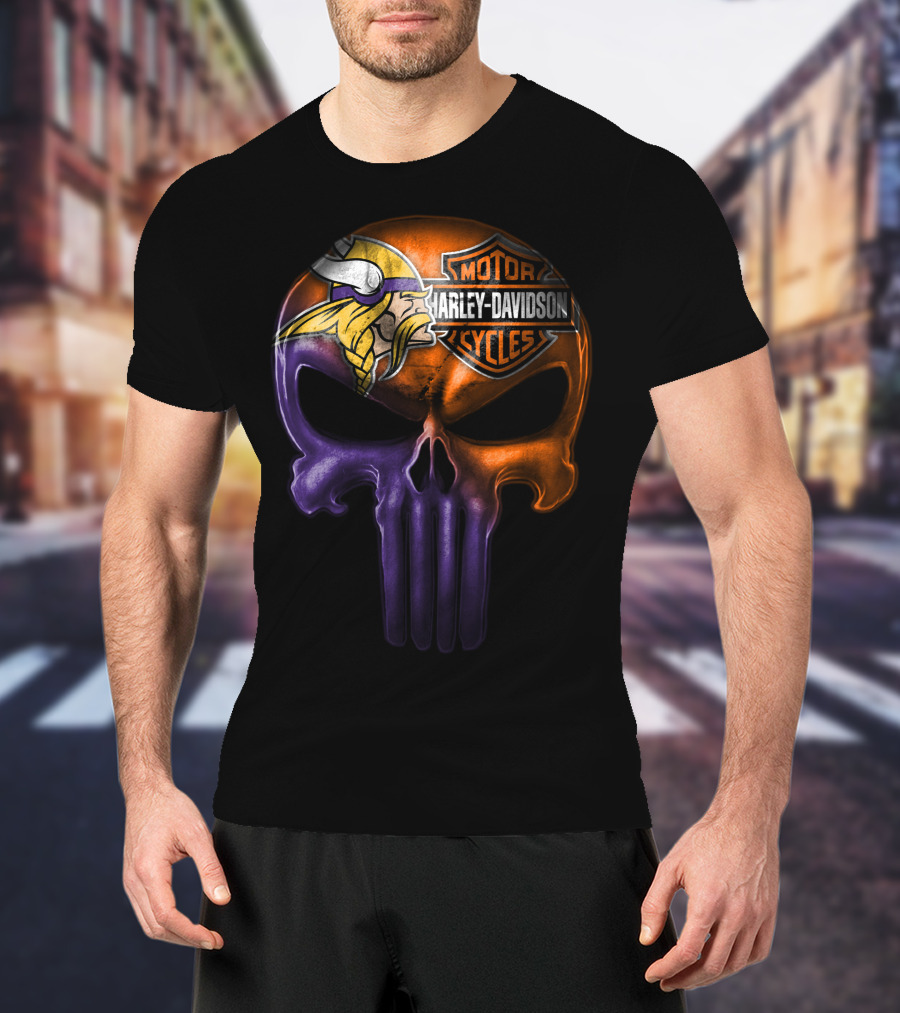 Vikings Skull Harley Davidson Punisher Crossover 20Hl T-Shirt