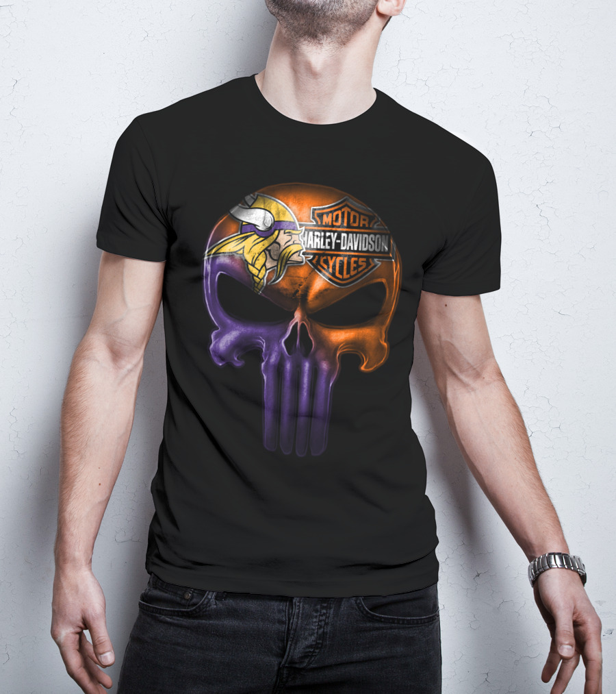 Vikings Skull Harley Davidson Punisher Crossover 20Hl T-Shirt