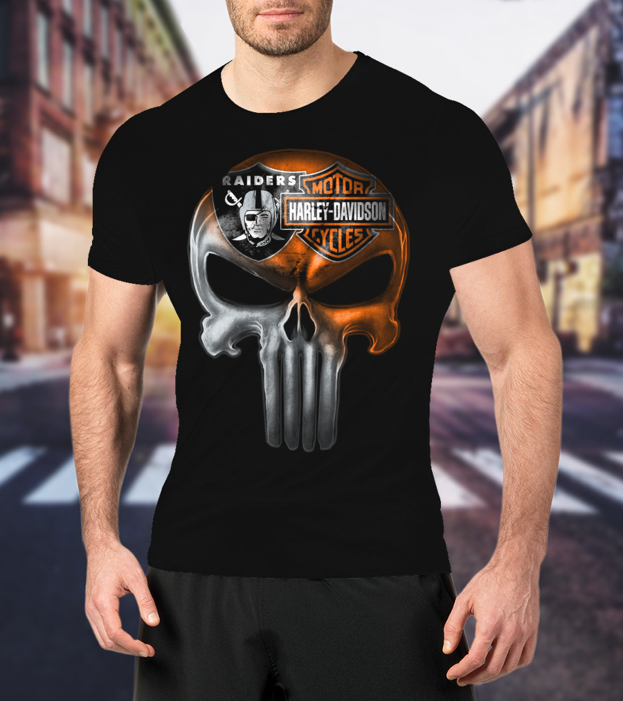 Raiders Harley Davidson Punisher Skull T-Shirt