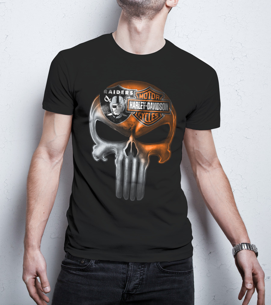 Raiders Harley Davidson Punisher Skull T-Shirt