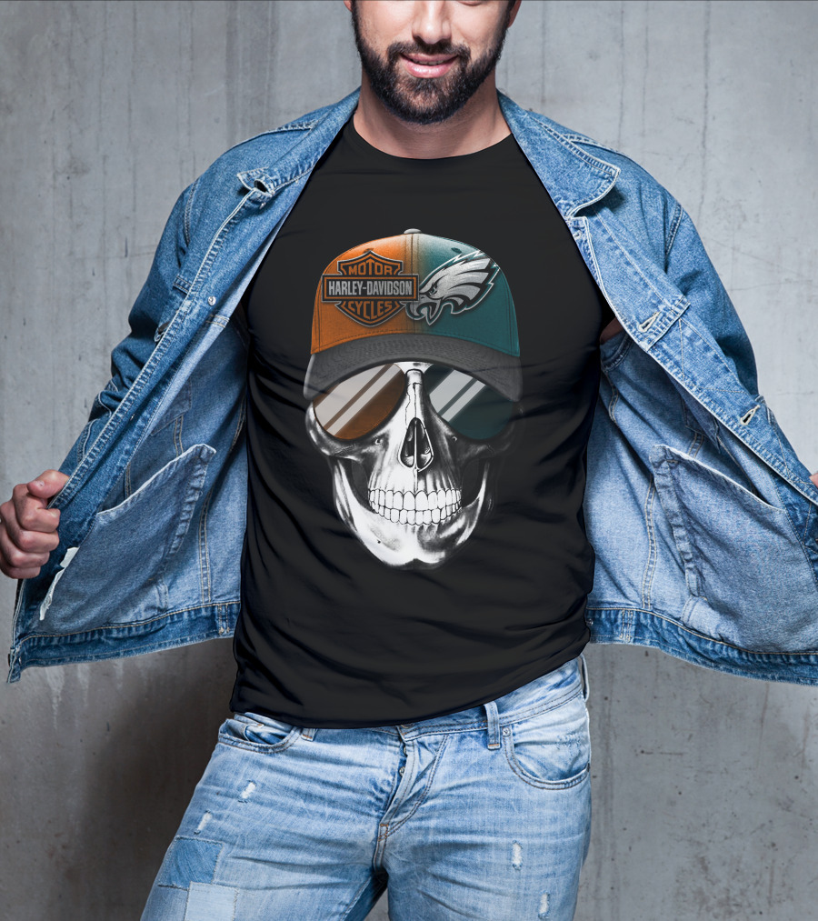 Harley Davidson Motor Cycles Eagles Skull Cap T-Shirt