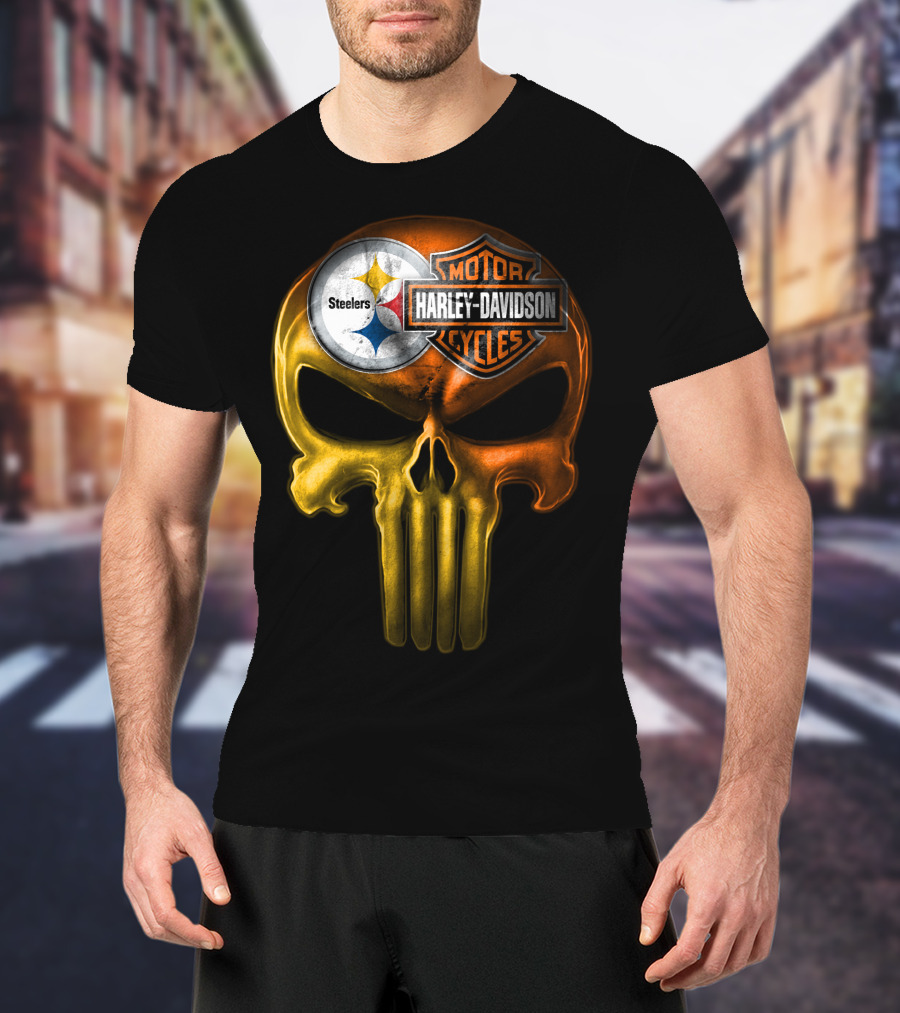 Steelers Harley Davidson Skull 27Hl T-Shirt