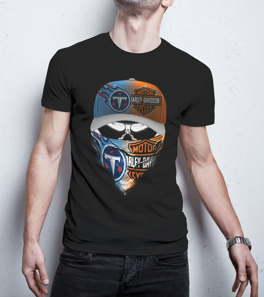 Tennessee Titans Harley Davidson Combo Skull Mask Cap T-Shirt