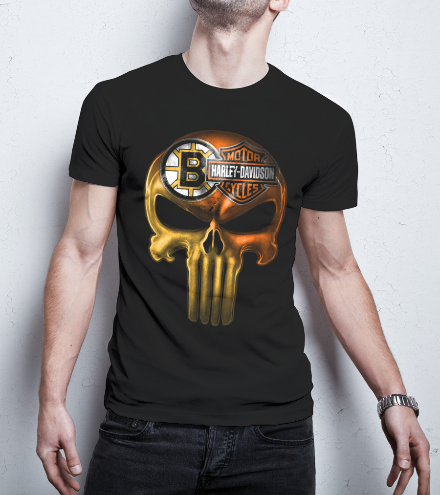Boston Bruins Harley Davidson Skull 05Ahl T-Shirt