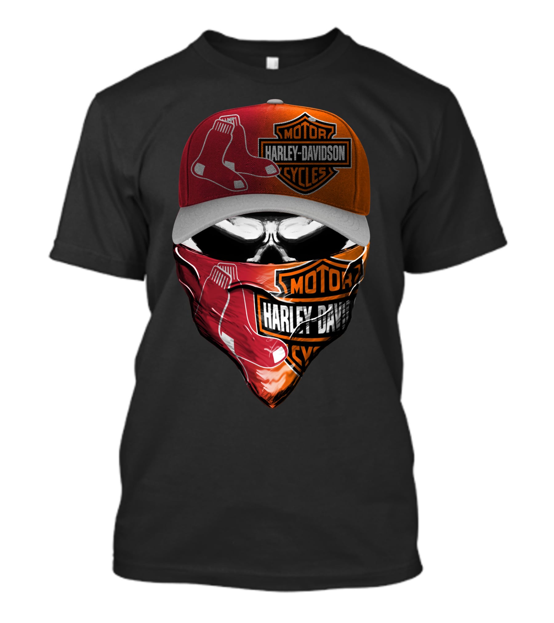 Harley Davidson Motorcycles Boston Red Sox Hat And Bandana T-Shirt