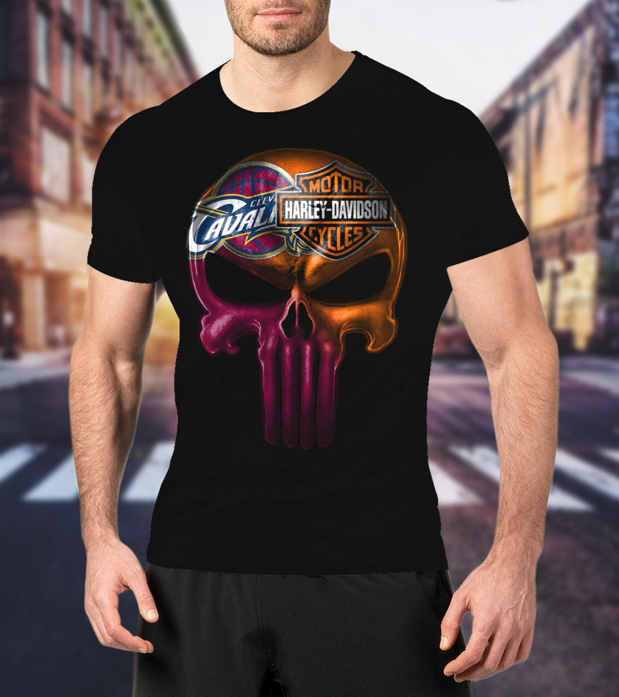 Cleveland Cavaliers Harley Davidson Skull T-Shirt