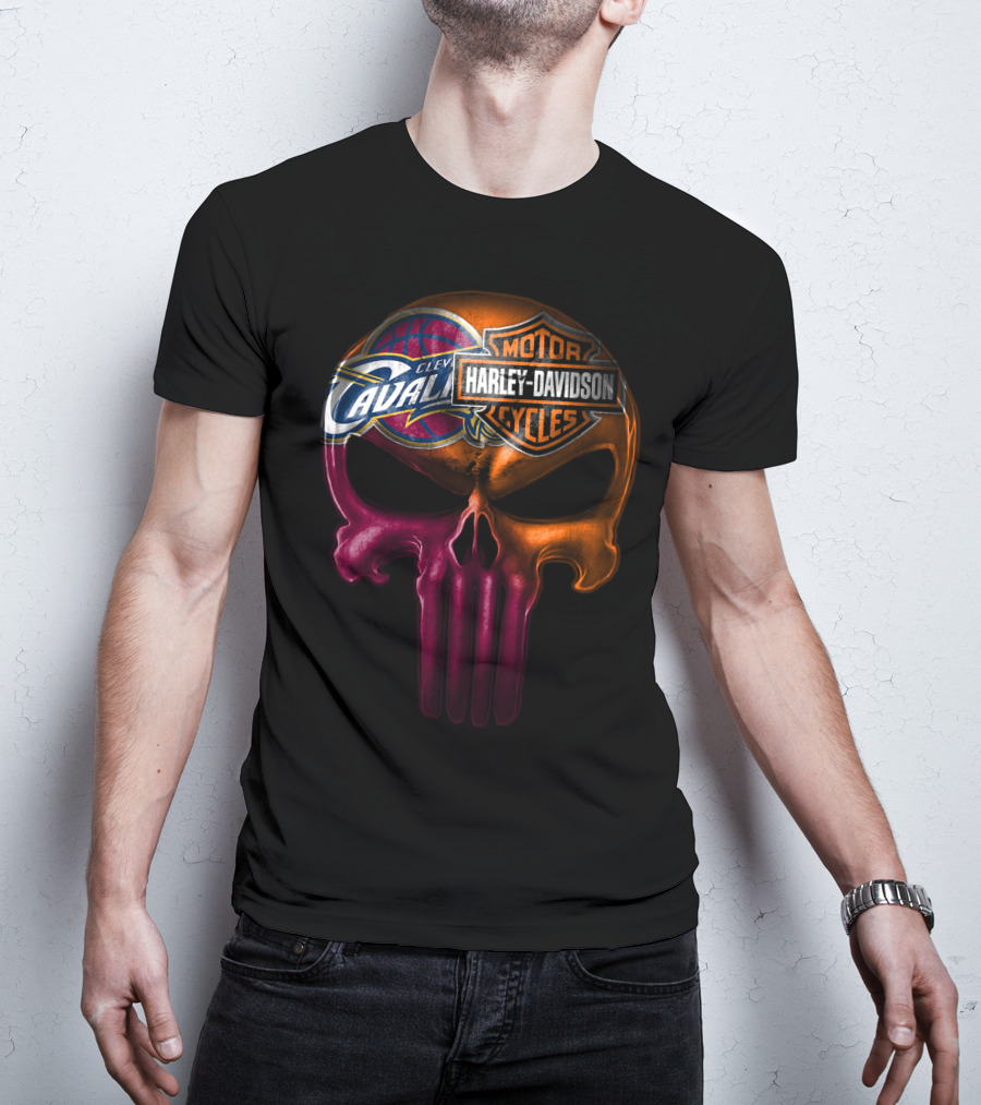 Cleveland Cavaliers Harley Davidson Skull T-Shirt
