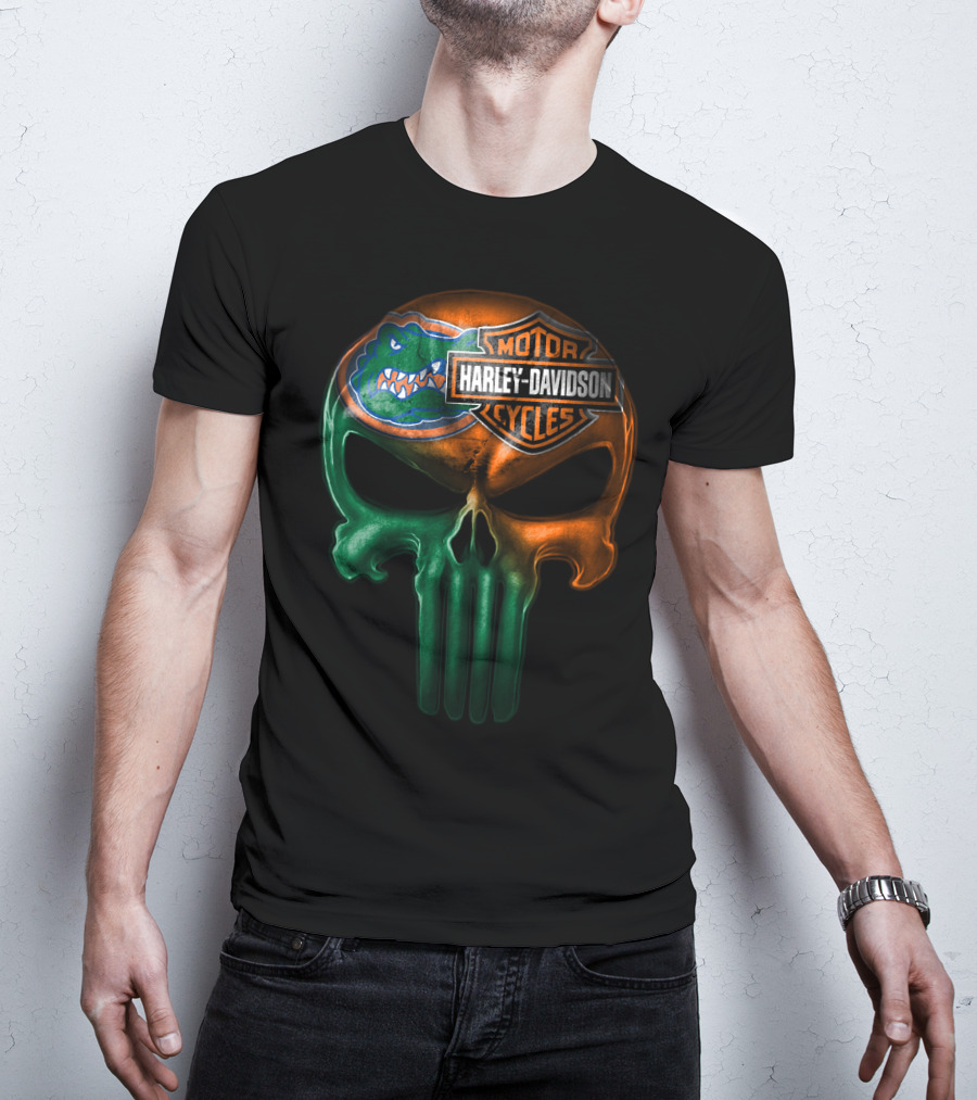 Florida Gators Harley Davidson Punisher Skull T-Shirt