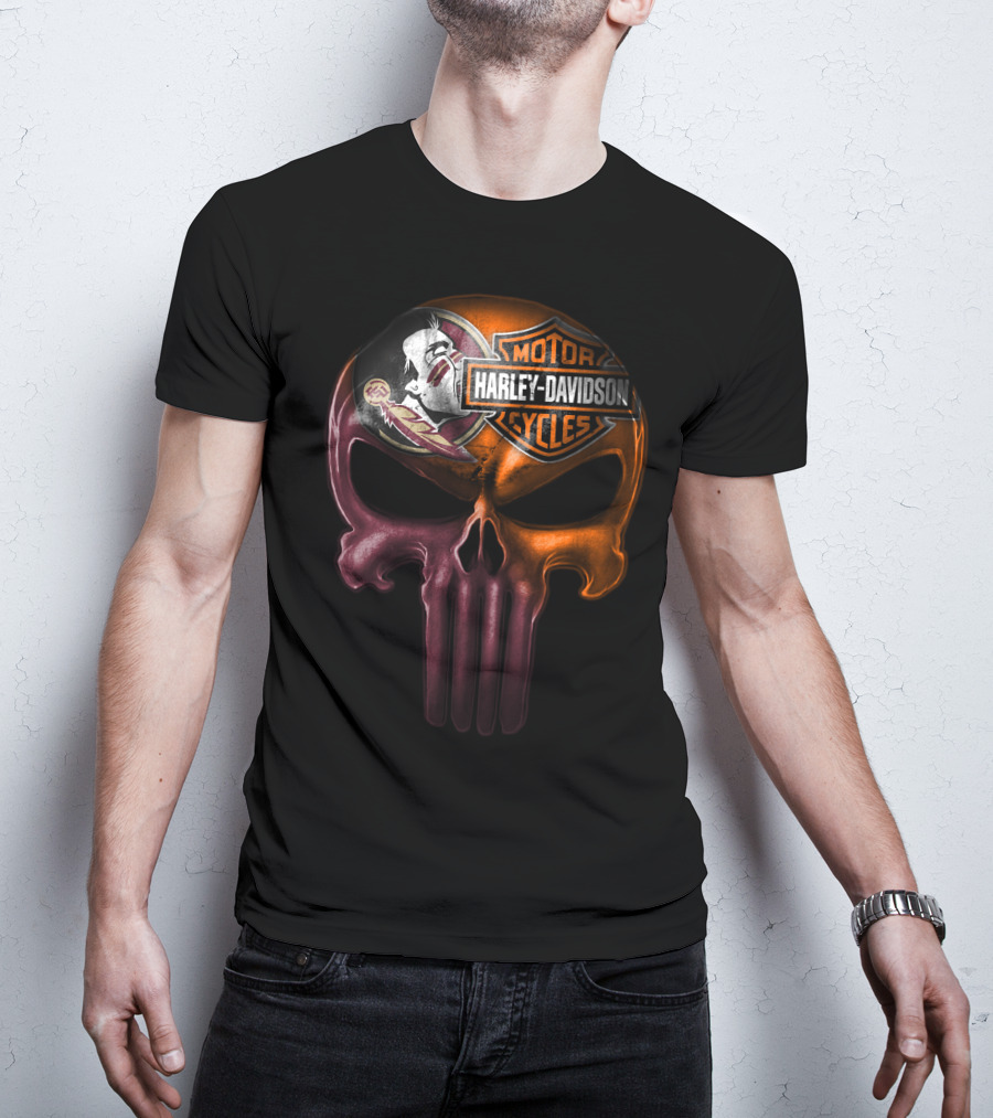 Harley Davidson And Seminoles Skull Fusion T-Shirt