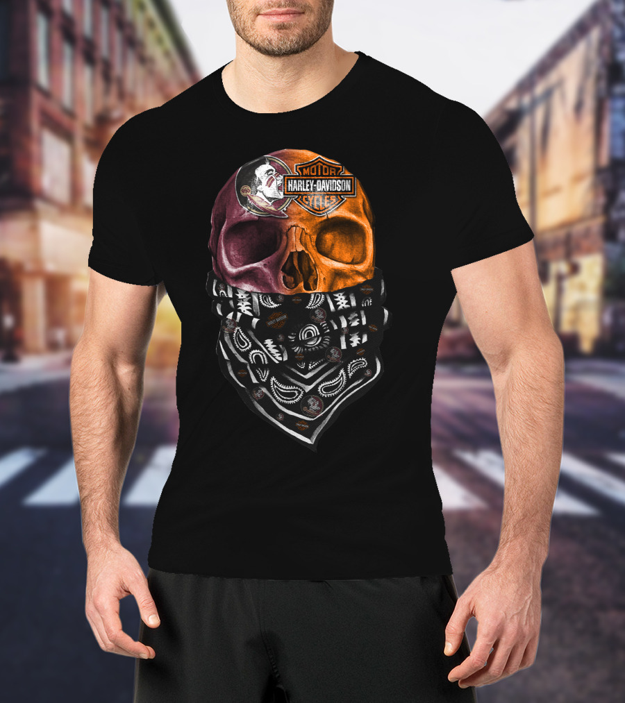 Harley Davidson Florida Seminoles Skull Bandana T-Shirt