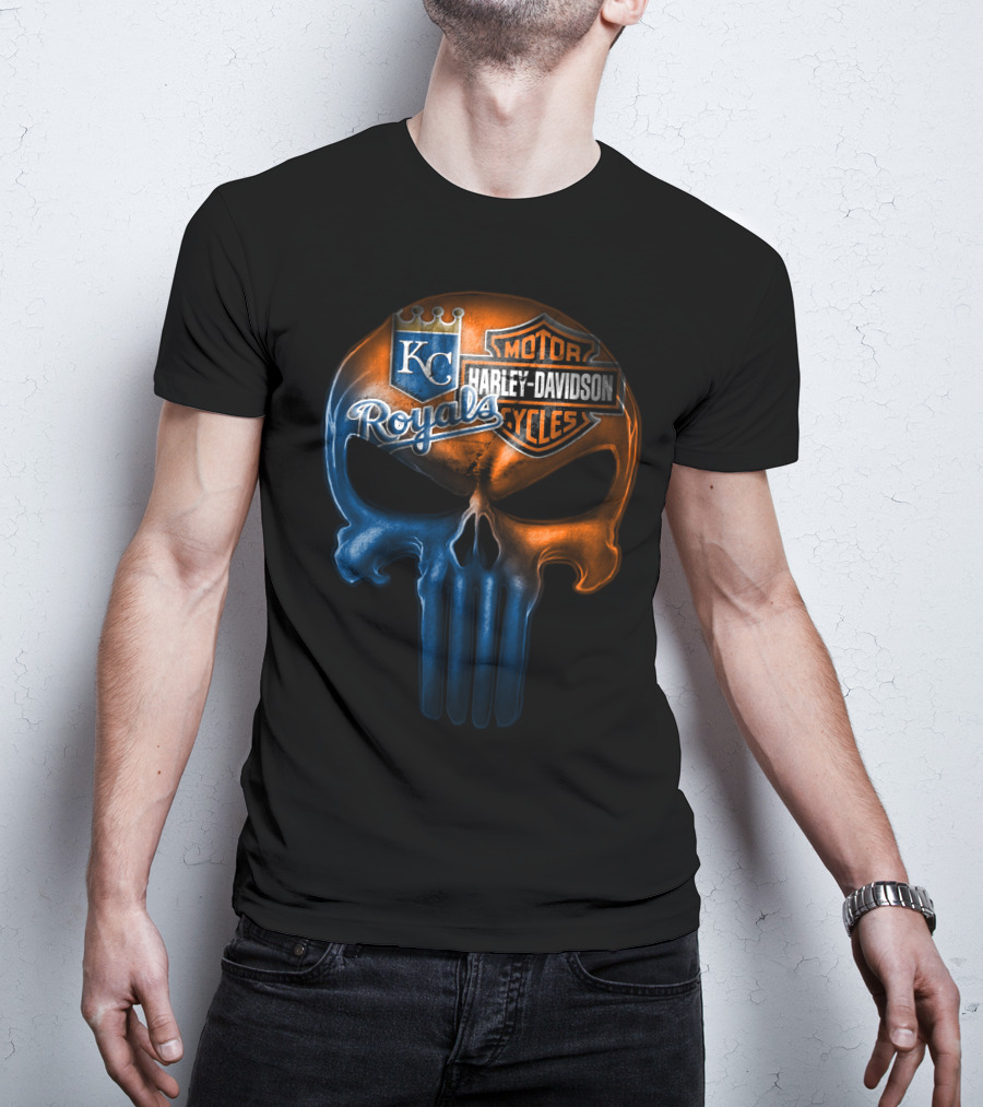 Kansas City Royals Harley Davidson Skull T-Shirt