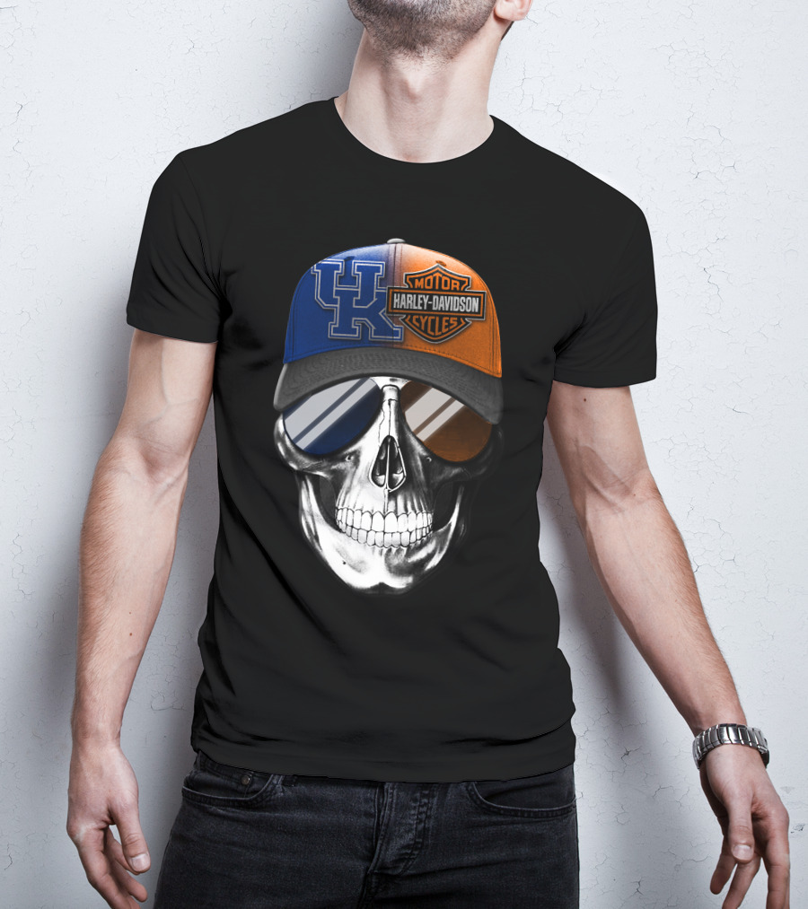 Kentucky Wildcats Harley Davidson Skull Hat T-Shirt