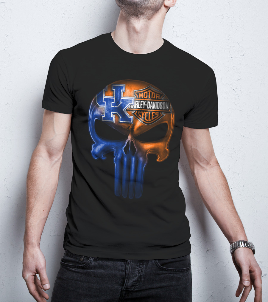 Kentucky Wildcats Harley Davidson Punisher Skull T-Shirt