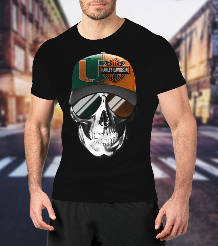 Harley Davidson Miami Hurricanes Skull Cap T-Shirt