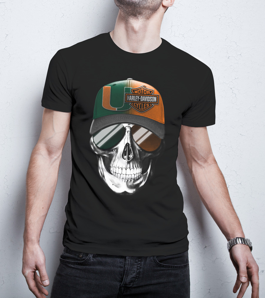 Harley Davidson Miami Hurricanes Skull Cap T-Shirt